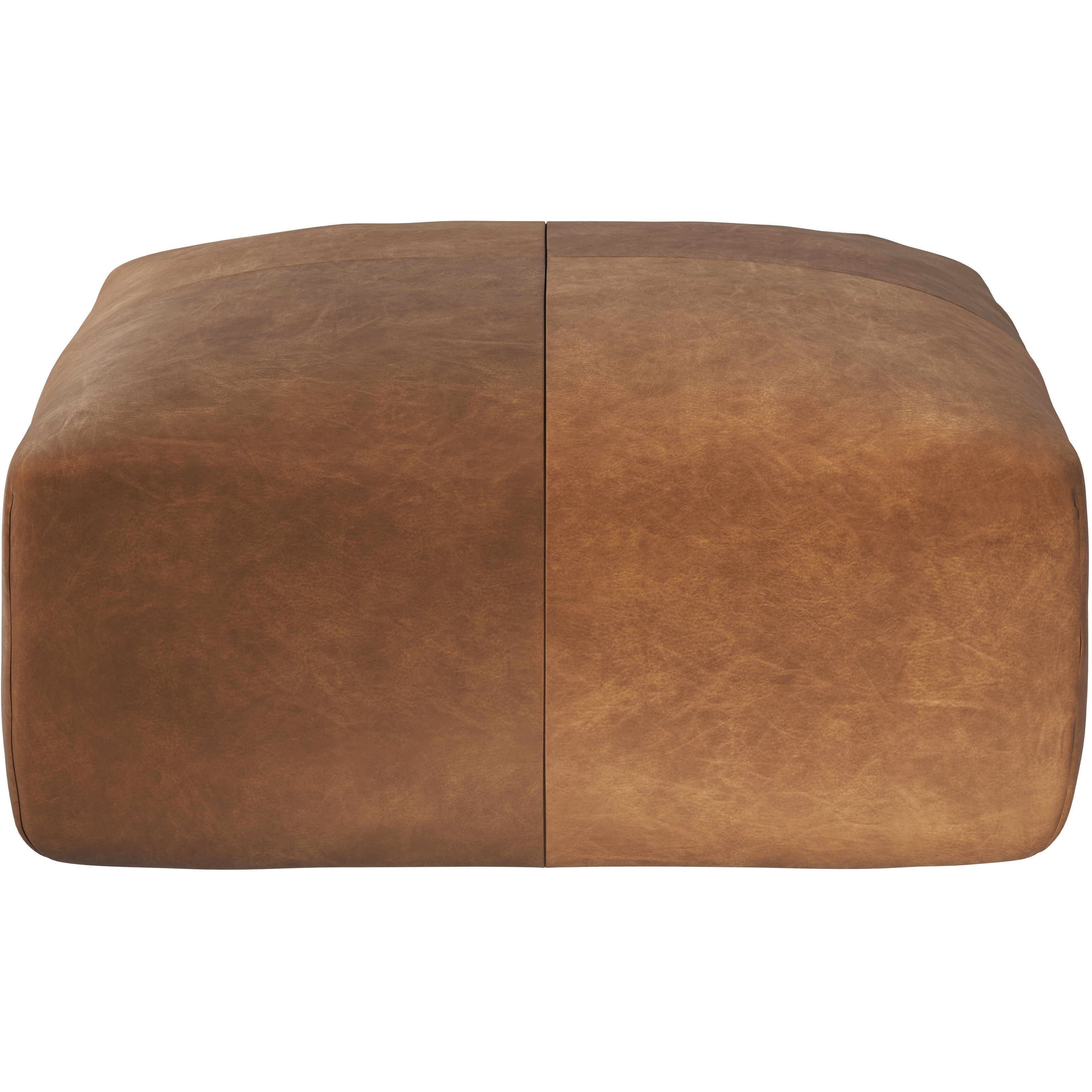 Elio 16 inch Cognac Leather Ottoman